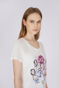 T-shirt con decorazione floreale
