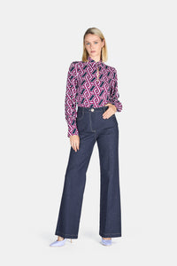 Pantalone denim palazzo