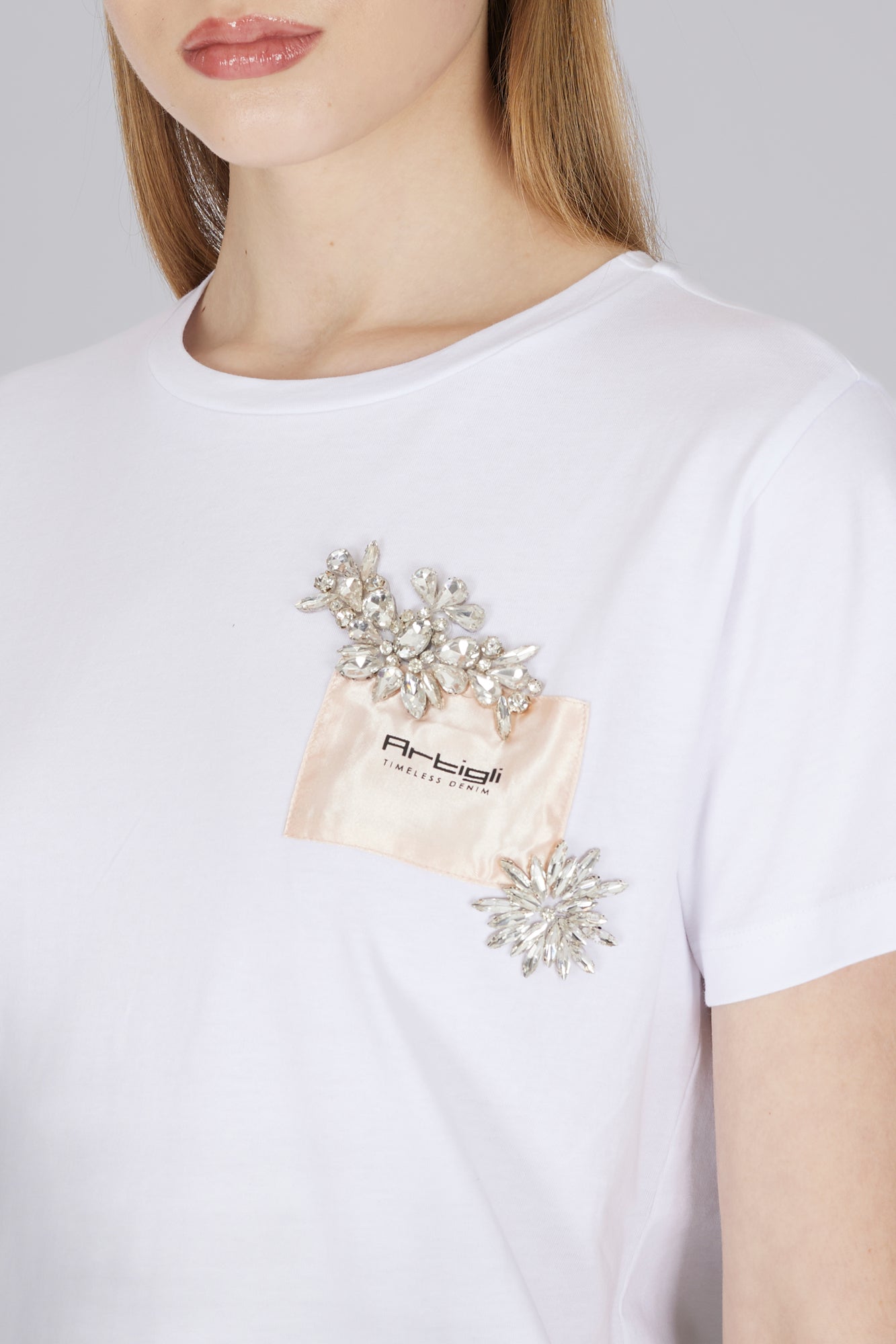 T-Shirt fiori strass