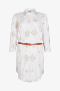 Camicia lunga con ricamo e cinturino