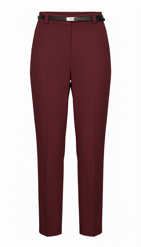 PANTALONI A VITA ALTA DRITTI IN CRÊPE CON CINTURA SOTTILE E LOGO ARTIGLI