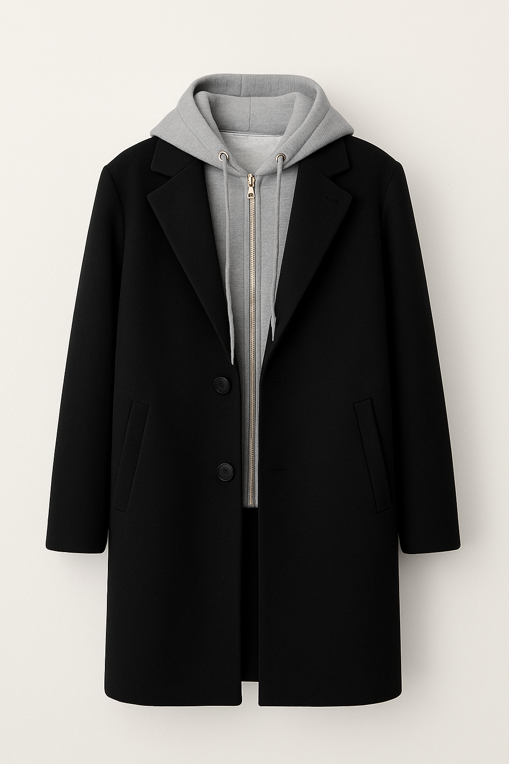 CAPPOTTO DOPPIO TESSUTO CAPPUCCIO