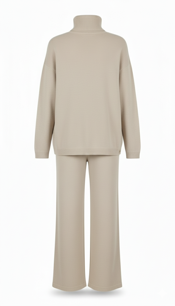 COORDINATO A  MAGLIA DOLCEVITA CON PANTALONE AMPIO IN MAGLIA