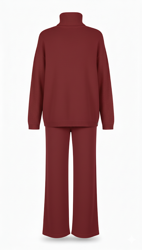 COORDINATO A  MAGLIA DOLCEVITA CON PANTALONE AMPIO IN MAGLIA