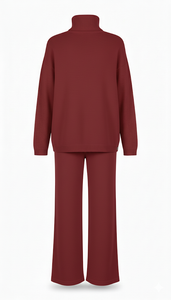 COORDINATO A  MAGLIA DOLCEVITA CON PANTALONE AMPIO IN MAGLIA