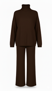 COORDINATO A  MAGLIA DOLCEVITA CON PANTALONE AMPIO IN MAGLIA