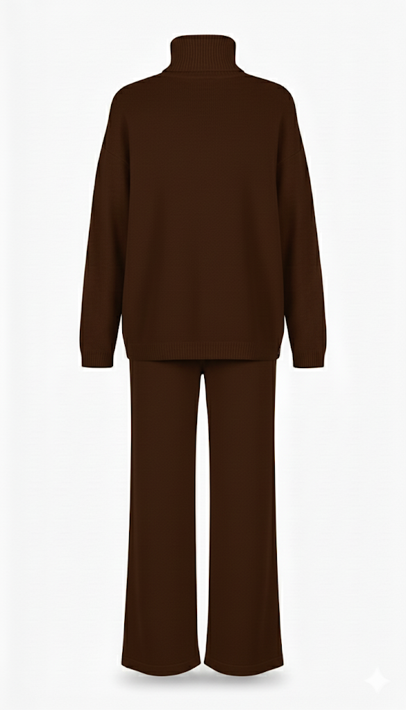 COORDINATO A  MAGLIA DOLCEVITA CON PANTALONE AMPIO IN MAGLIA
