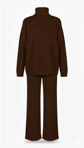 COORDINATO A  MAGLIA DOLCEVITA CON PANTALONE AMPIO IN MAGLIA