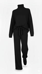COORDINATO A  MAGLIA DOLCEVITA CON PANTALONE AMPIO IN MAGLIA