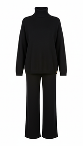 COORDINATO A  MAGLIA DOLCEVITA CON PANTALONE AMPIO IN MAGLIA
