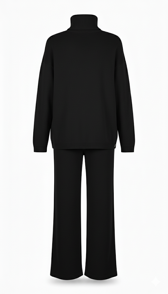 COORDINATO A  MAGLIA DOLCEVITA CON PANTALONE AMPIO IN MAGLIA