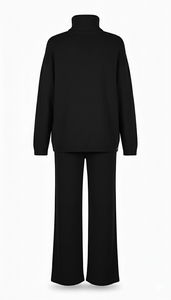 COORDINATO A  MAGLIA DOLCEVITA CON PANTALONE AMPIO IN MAGLIA