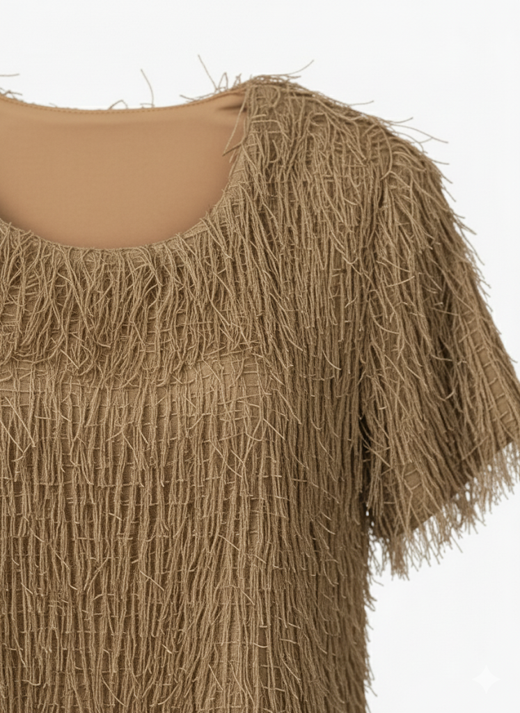 MAGLIA CON FRANGE E MICRO APPLICAZIONI LUMINOSE
