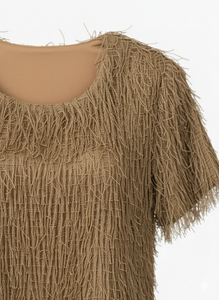 MAGLIA CON FRANGE E MICRO APPLICAZIONI LUMINOSE