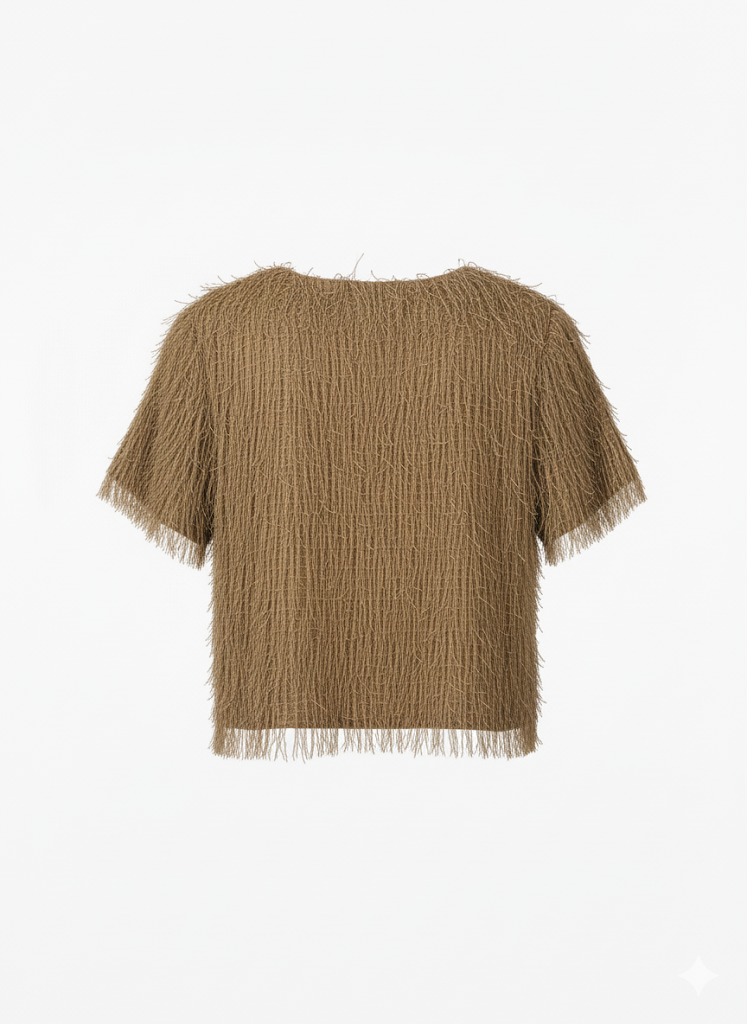 MAGLIA CON FRANGE E MICRO APPLICAZIONI LUMINOSE