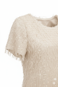 MAGLIA CON FRANGE E MICRO APPLICAZIONI LUMINOSE