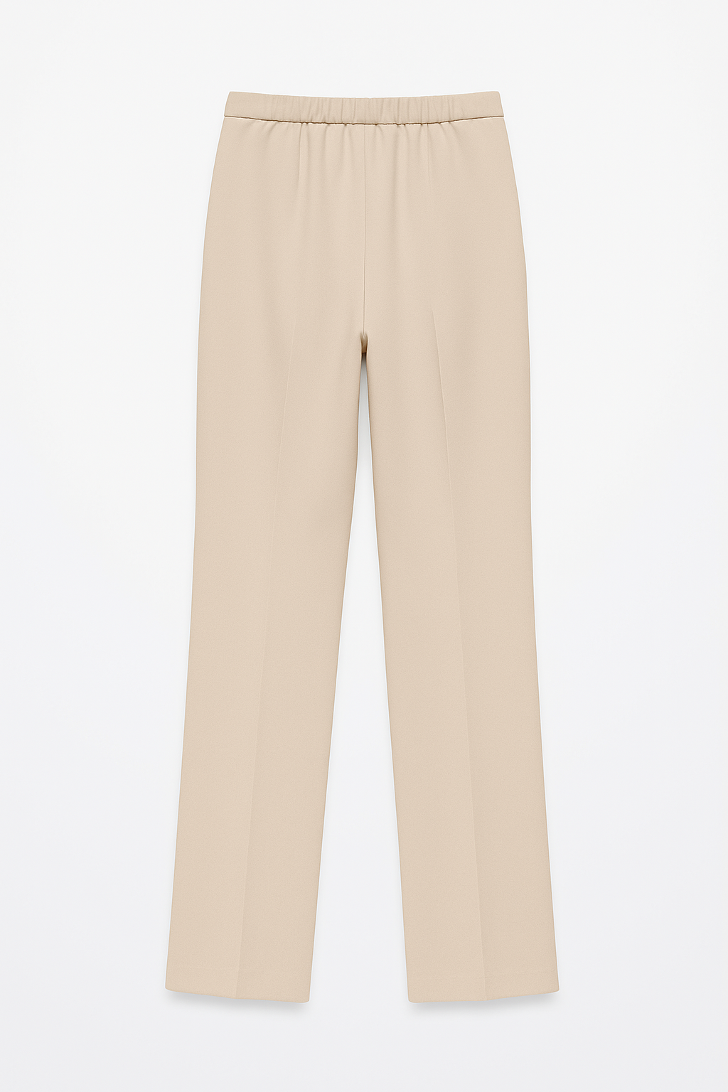 PANTALONE STRUTTURATO CON TRAMA DIAGONALE, VITA ALTA E GAMBA DRITTA
