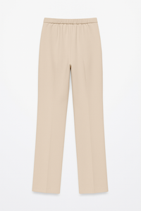 PANTALONE STRUTTURATO CON TRAMA DIAGONALE, VITA ALTA E GAMBA DRITTA