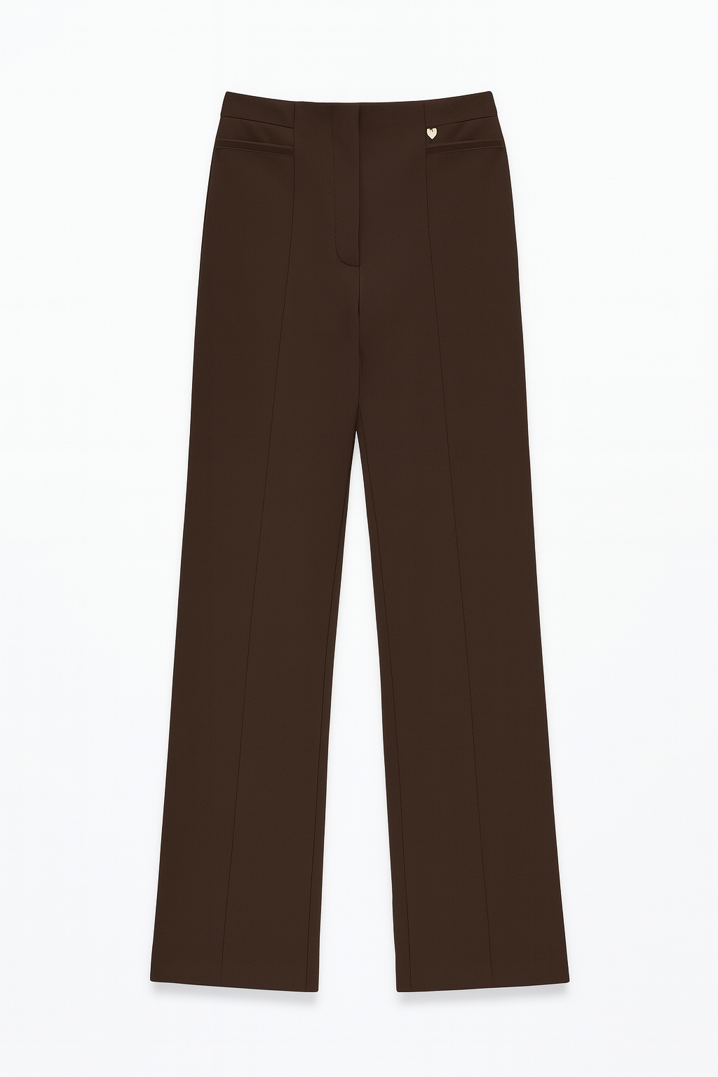 PANTALONE STRUTTURATO CON TRAMA DIAGONALE, VITA ALTA E GAMBA DRITTA