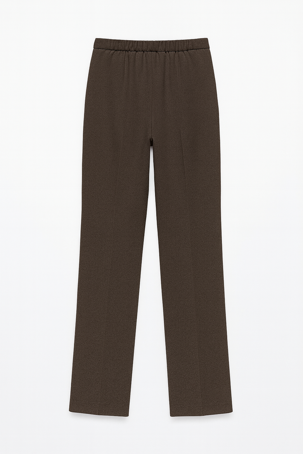 PANTALONE STRUTTURATO CON TRAMA DIAGONALE, VITA ALTA E GAMBA DRITTA