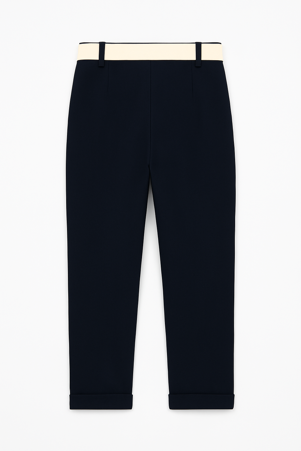 PANTALONE PUNTO MILANO MODELLO CROPPED CON CINTURA IN CONTRASTO
