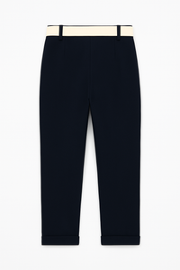 PANTALONE PUNTO MILANO MODELLO CROPPED CON CINTURA IN CONTRASTO