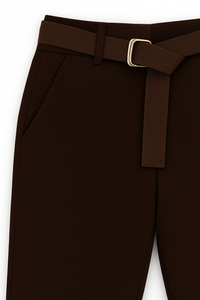 PANTALONE PUNTO MILANO MODELLO CROPPED CON CINTURA IN CONTRASTO