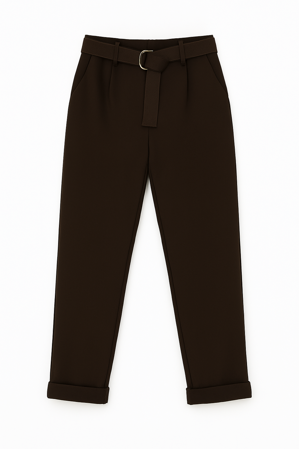 PANTALONE PUNTO MILANO MODELLO CROPPED CON CINTURA IN CONTRASTO