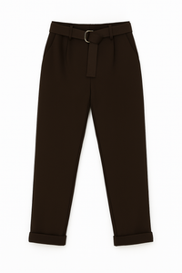 PANTALONE PUNTO MILANO MODELLO CROPPED CON CINTURA IN CONTRASTO
