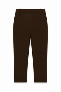 PANTALONE PUNTO MILANO MODELLO CROPPED CON CINTURA IN CONTRASTO