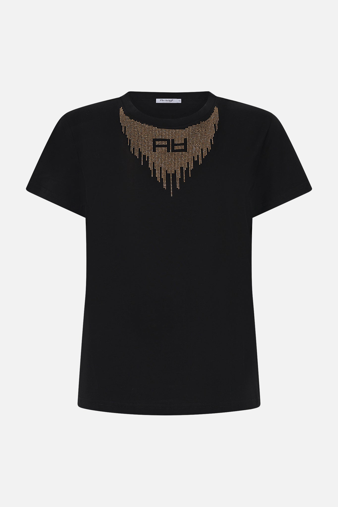 T-SHIRT CON STRASS E LOGO