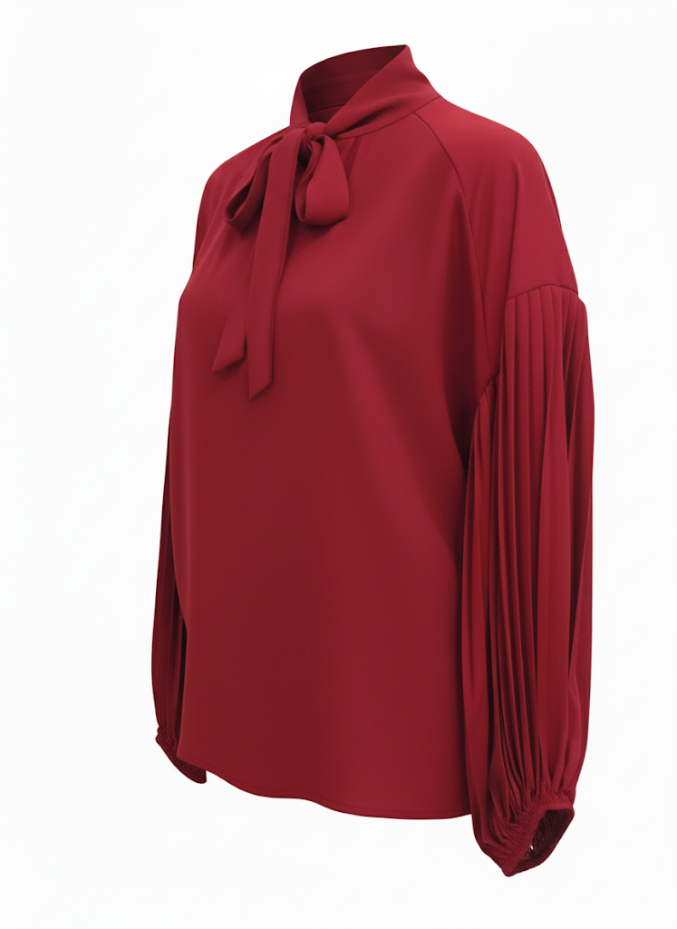 BLUSA MORBIDA CON FIOCCO MANICHE AMPIE
