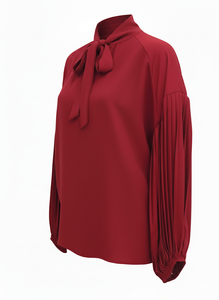 BLUSA MORBIDA CON FIOCCO MANICHE AMPIE