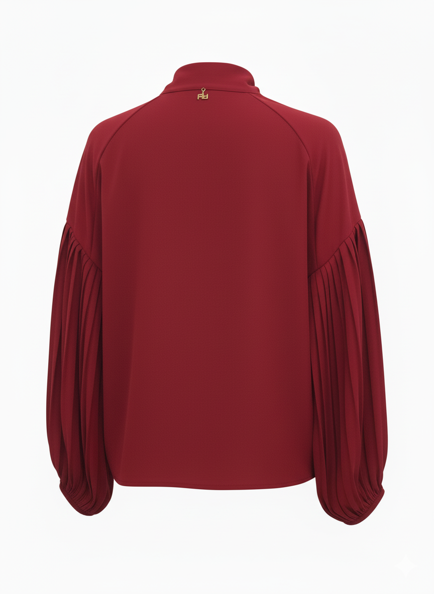 BLUSA MORBIDA CON FIOCCO MANICHE AMPIE