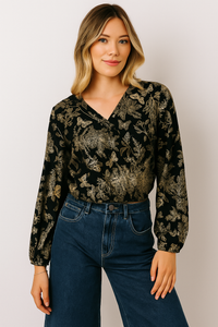Blusa incrocio fantasia farfalle