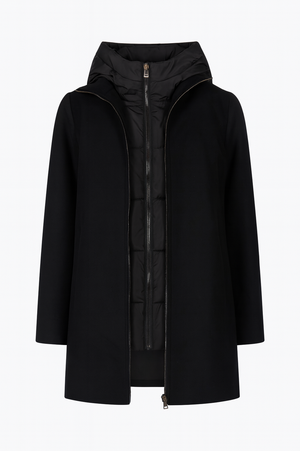 CAPPOTTO MIDI CON GILET TRAPUNTATO