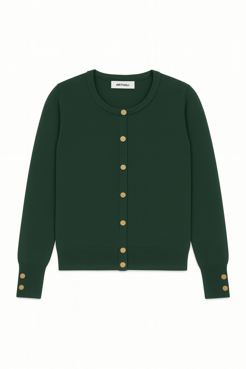 CARDIGAN GIROCOLLO CON BOTTONI ORO