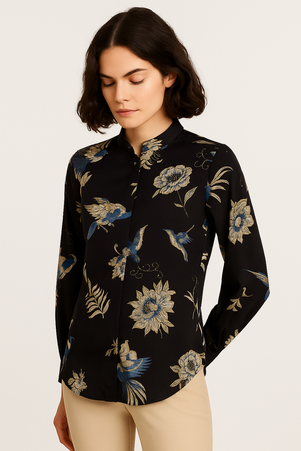 Camicia fantasia collo coreano