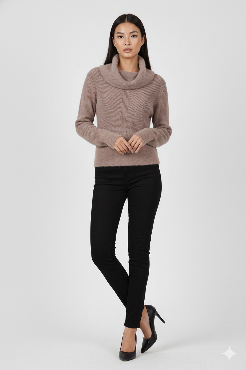 MAGLIA COLLO AD ANELLO CON PELO