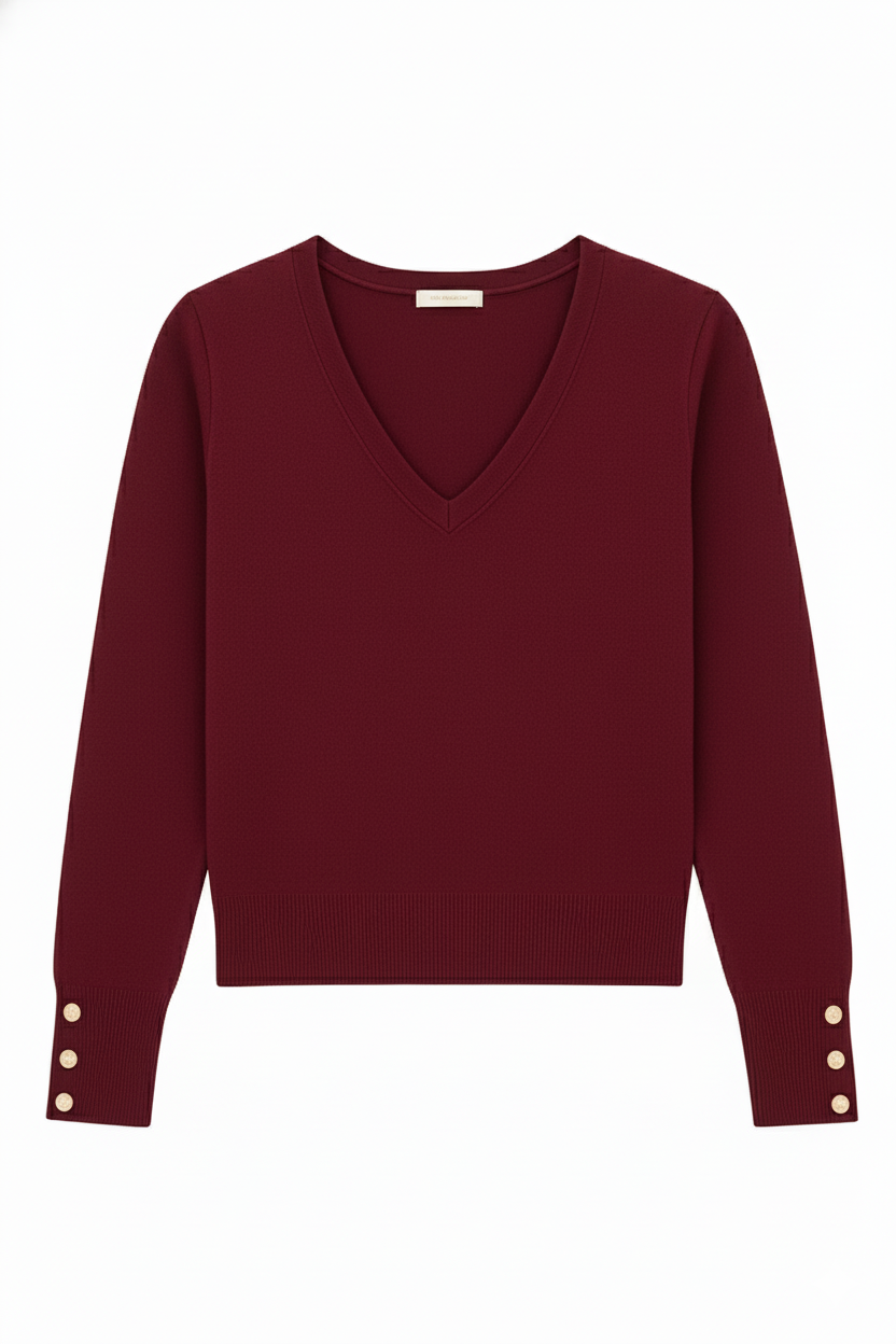 MAGLIA SCOLLO V CON BOTTONI ORO