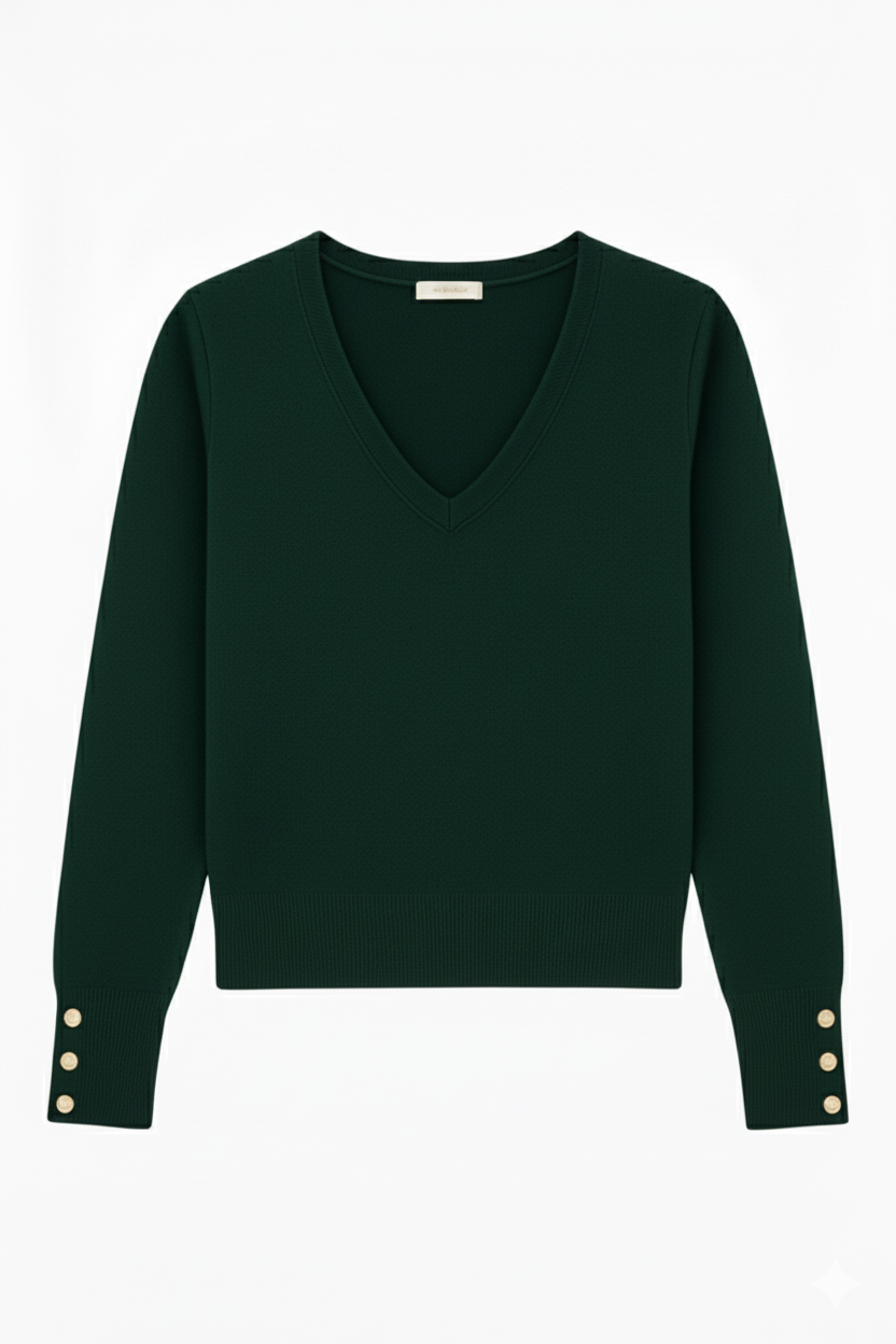 MAGLIA SCOLLO V CON BOTTONI ORO