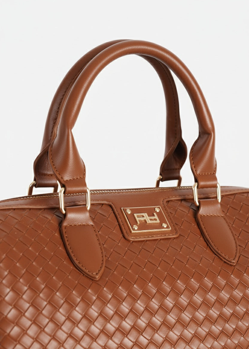 Borsa a mano canestrata