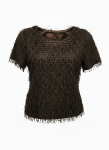 MAGLIA CON FRANGE E MICRO APPLICAZIONI LUMINOSE