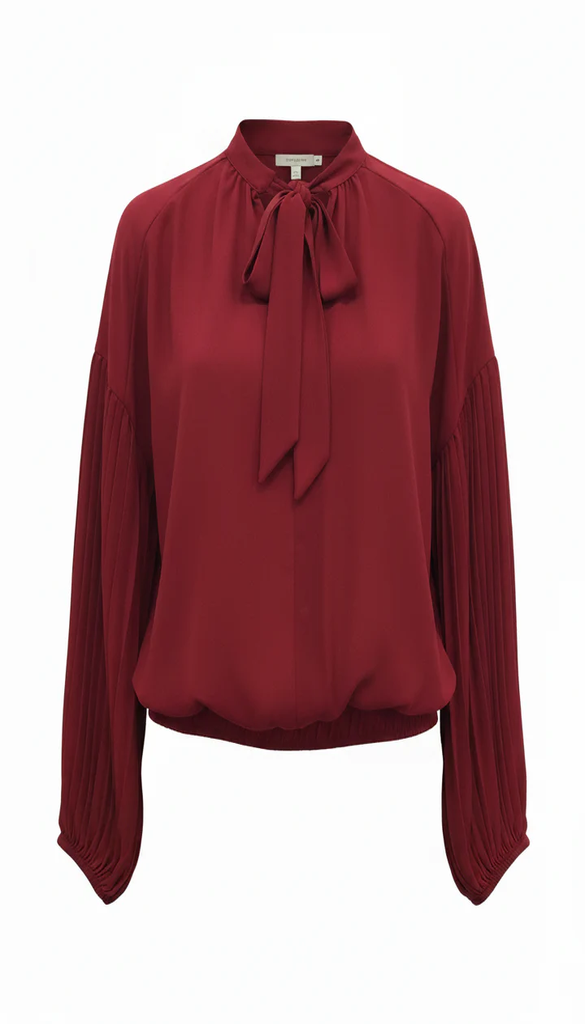 BLUSA MORBIDA CON FIOCCO MANICHE AMPIE