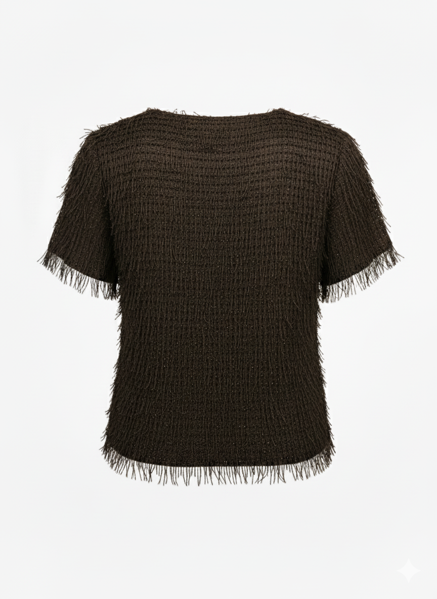 MAGLIA CON FRANGE E MICRO APPLICAZIONI LUMINOSE