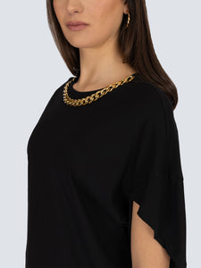 T-shirt con scollo a catena